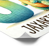 Lettre J, Poster d'aquarelle de l'alphabet de dino (Coin)