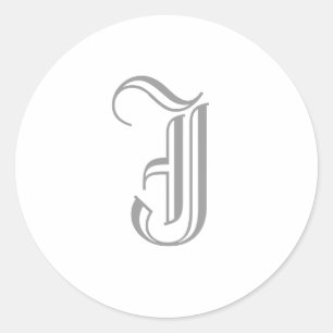 LETTRE J Sticker Monogramme Gris Vieux Anglais