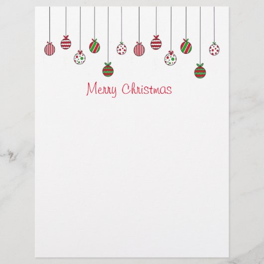 Lettre Joyeux Noël Ornements en-tête de script (Devant)