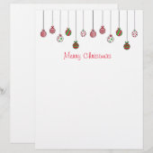 Lettre Joyeux Noël Ornements en-tête de script (Devant / Derrière)