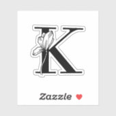 Lettre K - Autocollant Rose (Feuille)