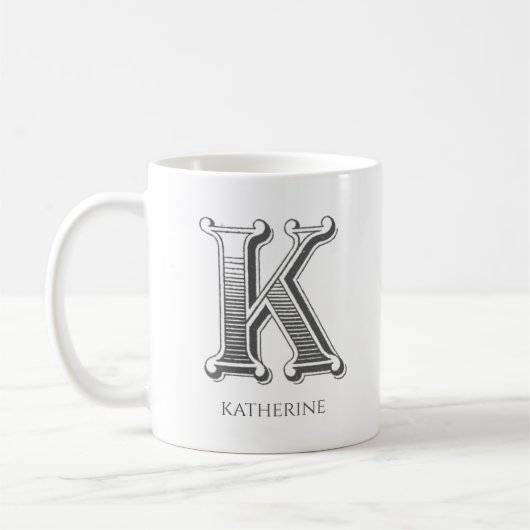 Lettre K Monogramme Nom moderne Café Mug (Gauche)