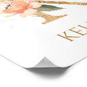 Lettre K Monogramme rose Pêche rose Poster (Coin)