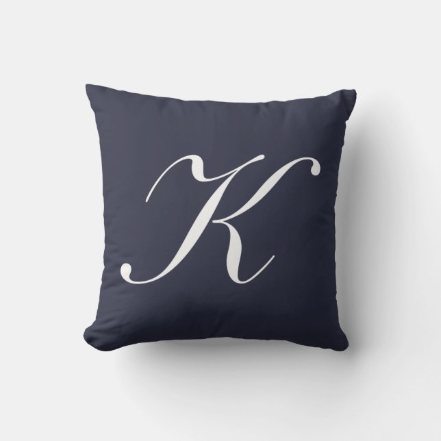 Lettre K Navy Coussin de monogramme bleu (Recto)