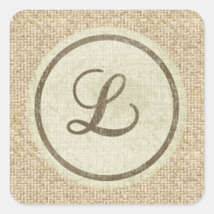 Lettre L burlap autocollants de conception rustiqu