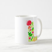 Lettre L en Fleurs Café Mug (Devant droit)