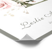 Lettre L Monogram Rose Blanc Floral Poster (Coin)