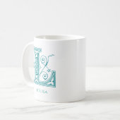 Lettre L Monogramme Turquoise Nom moderne Café Mug (Devant gauche)