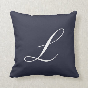 Lettre L Navy Coussin de monogramme bleu