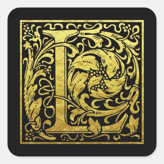 LETTRE L PREMIÈRE LETTRE Sticker en or Faux (Devant)