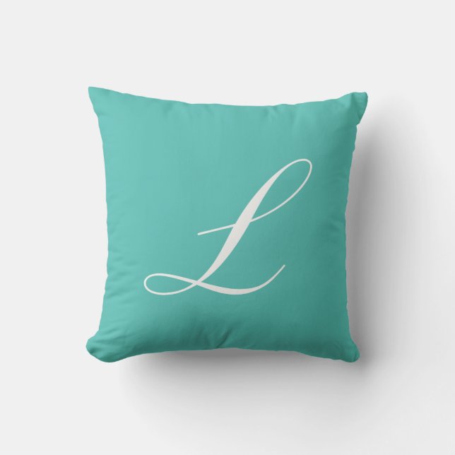Lettre L Turquoise Monogramme Coussin (Recto)