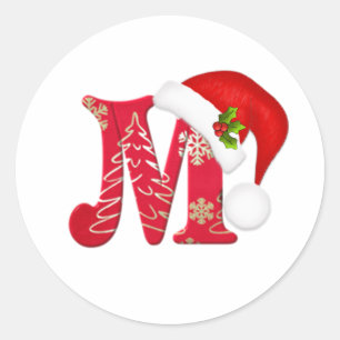 Lettre M, autocollant de monogramme de Noël de