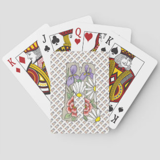 Lettre M Cartes de Jeu avec Fleurs