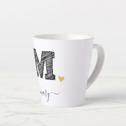 Lettre M, Latte Mug (Angle droit)