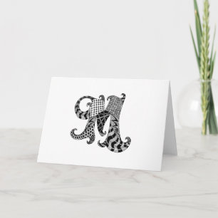 Lettre M Monogramme en noir et blanc