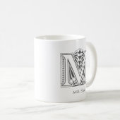 Lettre M Monogramme Nom moderne Café Mug (Devant droit)