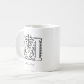 Lettre M Monogramme Nom moderne Café Mug (Devant gauche)