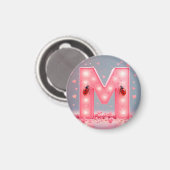 Lettre M Monogramme Rose Magnet Frigo Décoration M (Recto/Verso)