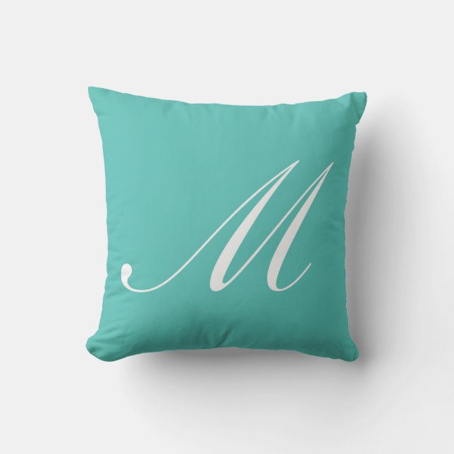 Lettre M Monogramme Turquoise Coussin (Recto)