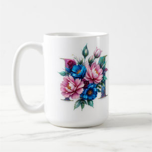 Lettre M Mug de café - Design floral pour le don