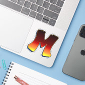 Lettre M - Sticker pour les flammes (Ordinateur portable avec iPhone)