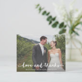 Lettre main | Carte postale mariage Merci (Debout devant)