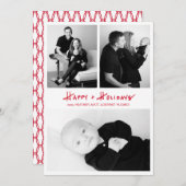 Lettre main Happy + Vacances Multi Carte photo (Devant / Derrière)