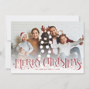 Lettre main Joyeux Noël Rouge Carte de vacances
