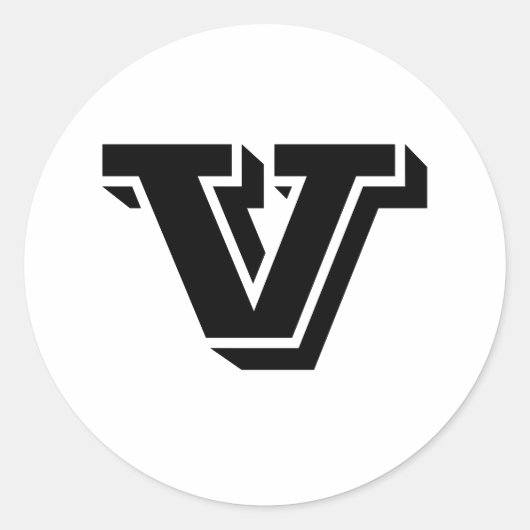 LETTRE MAJUSCULE V PETITS Stickers Ronds par Janz (Devant)