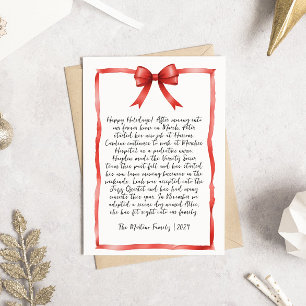 Lettre manuscrite Red Ribbon Christmas Carte photo