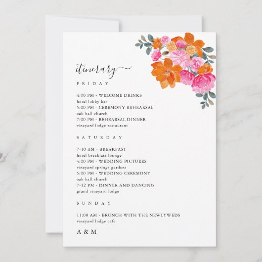 Lettre Mariage rose orange - Accueil Carte Itinéra (Dos)
