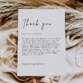 Lettre Merci moderne, Menu Note Napkin