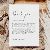 Lettre Merci moderne, Menu Note Napkin