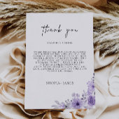 Lettre Merci violet, menu Note de Naples