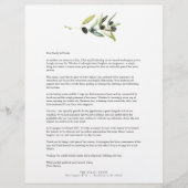 Lettre Modèle en-tête de la branche d'olive aquarelle (Devant)