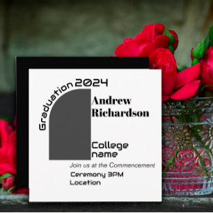 Lettre moderne noir blanc graduation Carte plate