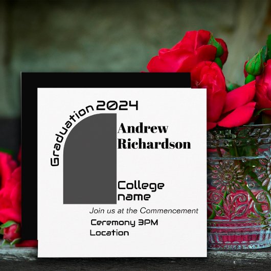 Lettre moderne noir blanc graduation Carte plate