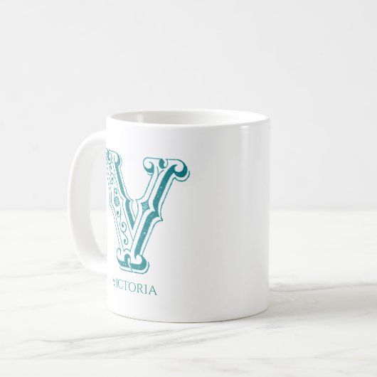 Lettre moderne V Monogramme Nom Café Mug (Devant gauche)