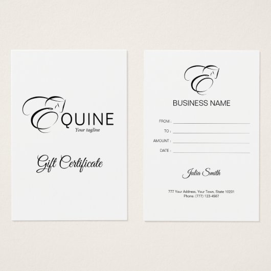 Lettre monogramme E Horse (Devant & derrière)