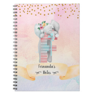 Lettre monogramme F Baby Elephant Girl Journal quo