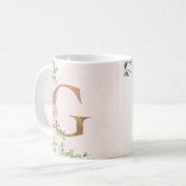 Lettre monogramme G Aquarelle Florale Café Mug (Devant gauche)