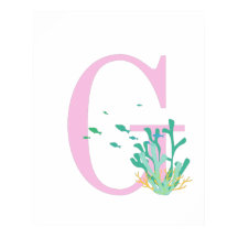 Lettre Monogramme G Rose Sarcelle Corail Affiche d