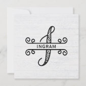 Lettre monogramme I avec carte de note de nom de f (Devant)