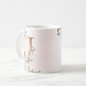 Lettre monogramme J Aquarelle Florale Café Mug (Devant gauche)
