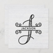 Lettre monogramme J avec carte de note de nom de f (Devant / Derrière)