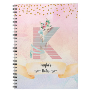 Lettre monogramme K Baby Llama Girl Journal quotid