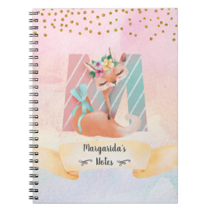 Lettre monogramme M Baby Fox Girl Journal
