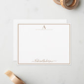 Lettre monogramme minimale Carte à une seule bordu (Devant/Arrière en situation)