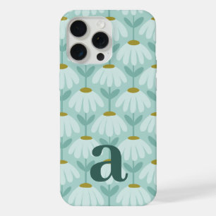 Lettre Monogramme Moyenne Bleu Canard Floral Vinta