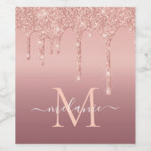 Lettre monogramme Nom Rose Gold Wine Étiquette (Étiquettes simples)